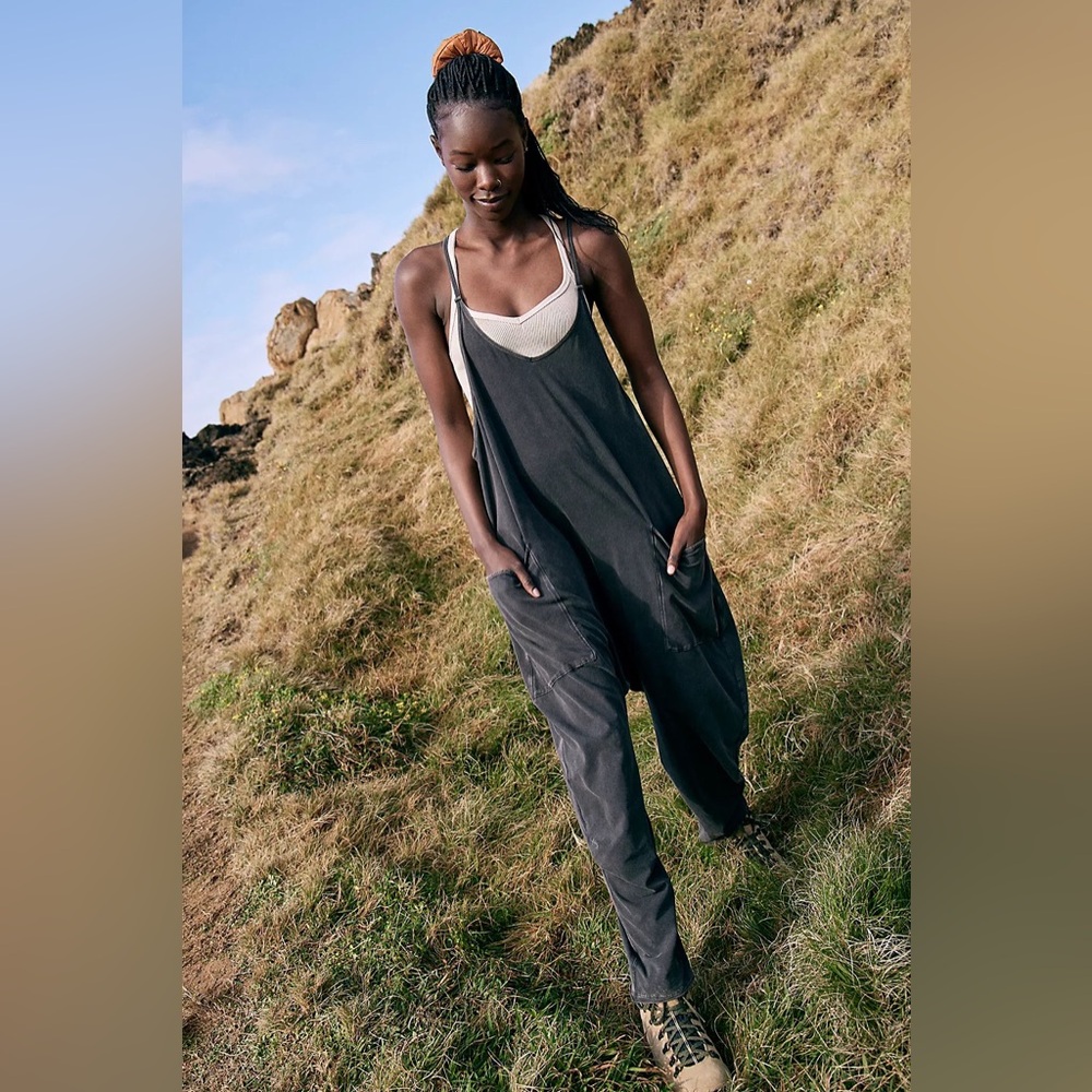 Free People Movement Washed black Hot Shot Onesie